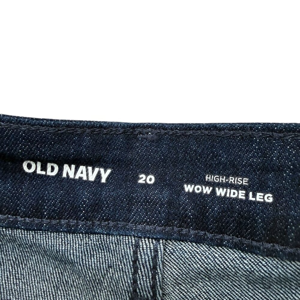 Old Navy Women’s High-Rise Wow Wide Leg Jeans Plus Size 20 Dark Wash Denim NWOT - Picture 7 of 10